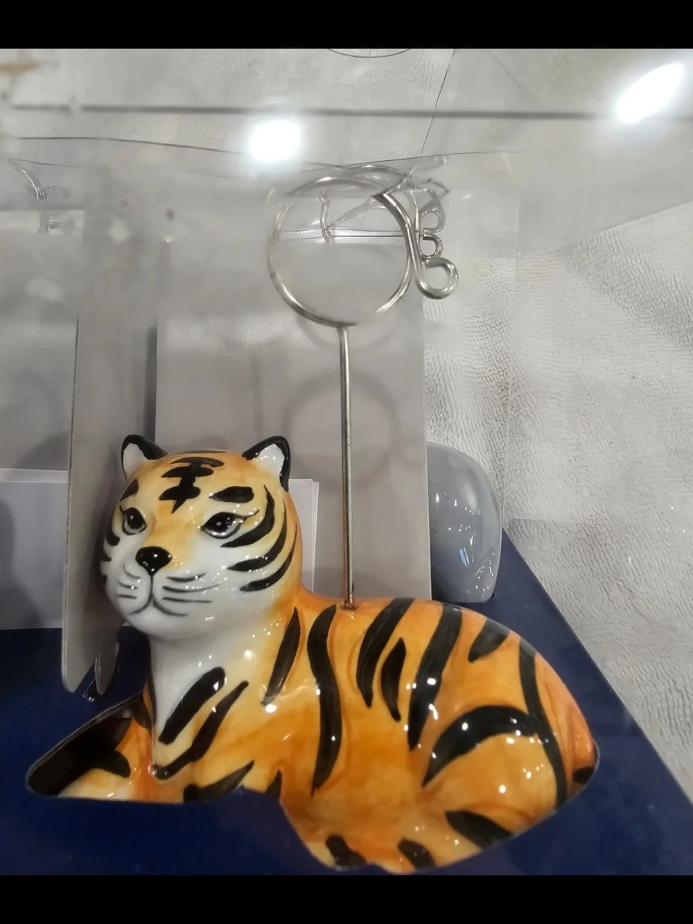 Pier 1 Ceramic Zebra and Tiger Place Card Or Picture Holders
